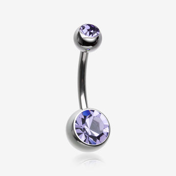 Implant Grade Titanium Internally Threaded Basic Belly Button Ring-Tanzanite